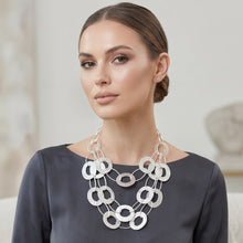 Load image into Gallery viewer, Bib Matte Silver Multi Link Layer Chains Necklace
