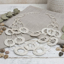 Load image into Gallery viewer, Bib Matte Silver Multi Link Layer Chains Necklace

