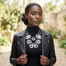Load image into Gallery viewer, Bib Matte Silver Multi Link Layer Chains Necklace
