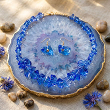 Load image into Gallery viewer, Translucent Blue Bead Rock Candy Necklace Set
