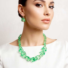 Load image into Gallery viewer, Translucent Green Bead Rock Candy Necklace Set
