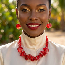 Load image into Gallery viewer, Translucent Red Bead Rock Candy Necklace Set
