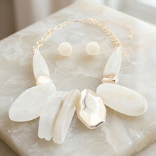Load image into Gallery viewer, Chunky Ivory Geometric Marbled Resin Bib Necklace
