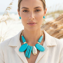 Load image into Gallery viewer, Chunky Turquoise Geo Marbled Resin Bib Necklace
