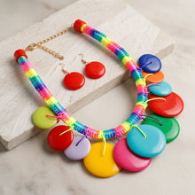 Load image into Gallery viewer, Collar Rainbow Wrap Multicolor Disc Necklace
