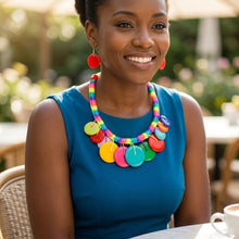 Load image into Gallery viewer, Collar Rainbow Wrap Multicolor Disc Necklace

