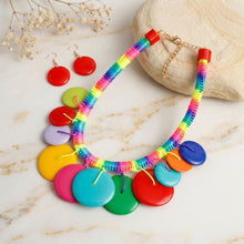 Load image into Gallery viewer, Collar Rainbow Wrap Multicolor Disc Necklace
