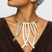 Load image into Gallery viewer, Matte Gold Abstract Rigid Fringe Choker Necklace
