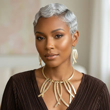 Load image into Gallery viewer, Matte Gold Abstract Rigid Fringe Choker Necklace
