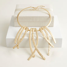 Load image into Gallery viewer, Matte Gold Abstract Rigid Fringe Choker Necklace
