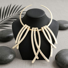 Load image into Gallery viewer, Matte Gold Abstract Rigid Fringe Choker Necklace
