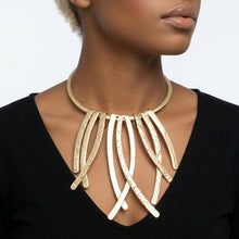 Load image into Gallery viewer, Matte Gold Abstract Rigid Fringe Choker Necklace
