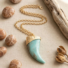 Load image into Gallery viewer, Oversized Turquoise Horn Long Pendant Necklace

