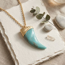 Load image into Gallery viewer, Oversized Turquoise Horn Long Pendant Necklace
