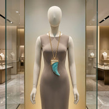 Load image into Gallery viewer, Oversized Turquoise Horn Long Pendant Necklace
