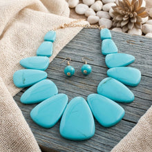 Load image into Gallery viewer, Turquoise Tribal Triangle Bib Collar Necklace Set
