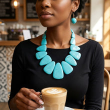 Load image into Gallery viewer, Turquoise Tribal Triangle Bib Collar Necklace Set
