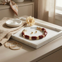 Load image into Gallery viewer, Vintage Marble Burgundy Resin Bead Toggle Necklace
