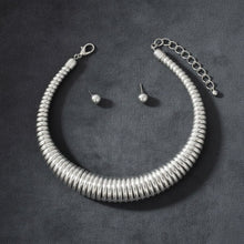 Load image into Gallery viewer, Choker Thick Coiled Silver Metal Spring Necklace
