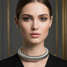 Load image into Gallery viewer, Choker Thick Coiled Silver Metal Spring Necklace
