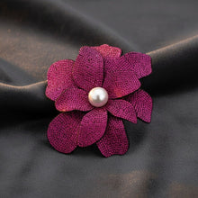 Load image into Gallery viewer, Brilliant Fuchsia Blooming Flower Brooch Hair Clip
