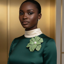 Load image into Gallery viewer, Brilliant Green Blooming Flower Brooch Hair Clip
