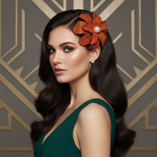 Load image into Gallery viewer, Brilliant Orange Blooming Flower Brooch Hair Clip
