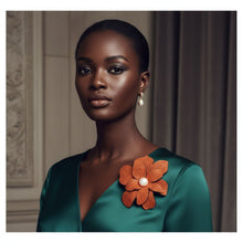 Load image into Gallery viewer, Brilliant Orange Blooming Flower Brooch Hair Clip
