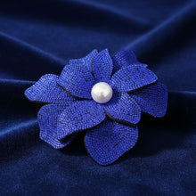 Load image into Gallery viewer, Brilliant Blue Blooming Flower Brooch Hair Clip
