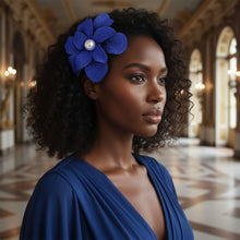 Load image into Gallery viewer, Brilliant Blue Blooming Flower Brooch Hair Clip
