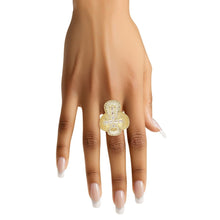 Load image into Gallery viewer, Cocktail Artisan Luxe Gold Brass CZ Cross Ring
