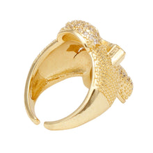 Load image into Gallery viewer, Cocktail Artisan Luxe Gold Brass CZ Cross Ring
