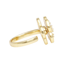 Load image into Gallery viewer, Ring Gold Brass Glam CZ Spinning Quatrefoil Clover
