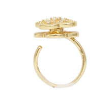 Load image into Gallery viewer, Ring Gold Brass Glam CZ Spinning Quatrefoil Clover
