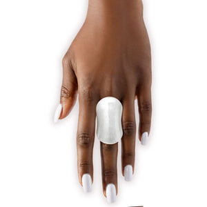Elongated Knuckle Armor Matte Silver Stretch Ring