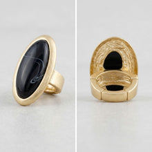 Load image into Gallery viewer, Marbled Black Oversized Organic Matte Gold Ring

