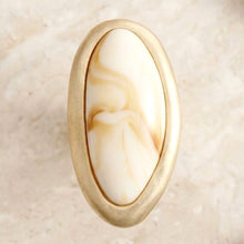 Load image into Gallery viewer, Marbled Ivory Oversized Organic Matte Gold Ring
