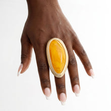 Load image into Gallery viewer, Marbled Mustard Oversized Organic Matte Gold Ring

