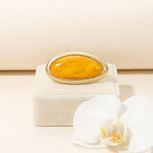 Load image into Gallery viewer, Marbled Mustard Oversized Organic Matte Gold Ring
