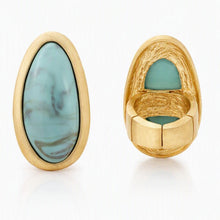 Load image into Gallery viewer, Marbled Turquoise Oversized Organic Matte Gold Ring
