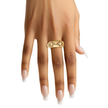 Load image into Gallery viewer, Brass Band CZ Monogram Flower Adjustable Ring
