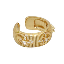 Load image into Gallery viewer, Brass Band CZ Monogram Flower Adjustable Ring
