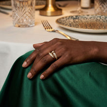 Load image into Gallery viewer, Ring Gold Brass and CZ Wrapped Nail Adjustable
