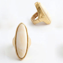 Load image into Gallery viewer, Cocktail Ivory Elongated Oval Matte Gold Ring
