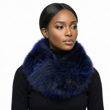 Load image into Gallery viewer, Scarf Luxe Faux Fur Blue Collar Winter Stole
