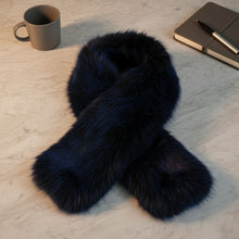Load image into Gallery viewer, Scarf Luxe Faux Fur Blue Collar Winter Stole
