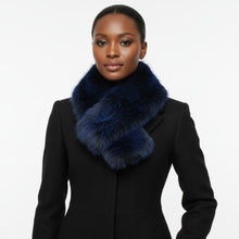 Load image into Gallery viewer, Scarf Luxe Faux Fur Blue Collar Winter Stole

