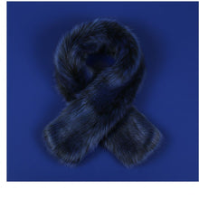 Load image into Gallery viewer, Scarf Luxe Faux Fur Blue Collar Winter Stole
