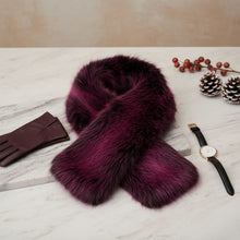 Load image into Gallery viewer, Scarf Luxe Faux Fur Fuchsia Collar Winter Stole
