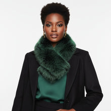 Load image into Gallery viewer, Scarf Luxe Faux Fur Green Collar Winter Stole
